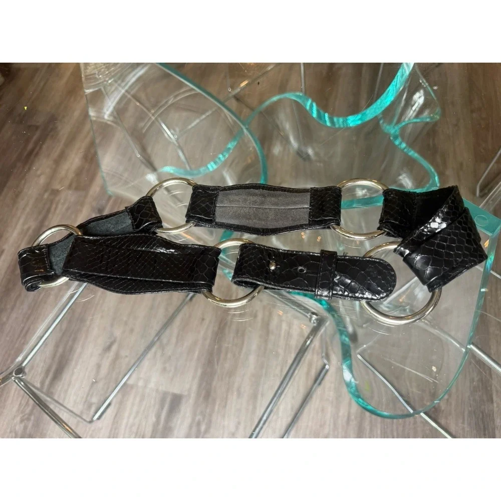 Vintage Streets Ahead Black Snakeskin Leather Silver O Ring Belt